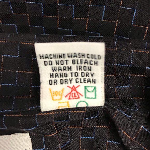 Bachrach Men’s Black Multi Button Geometrical Print Long Sleeve Dress Shirt Sz L - Picture 5 of 5